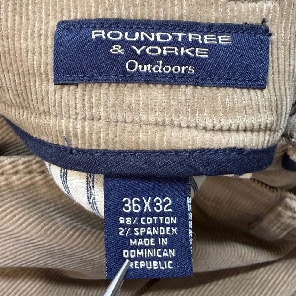 Roundtree & Yorke‎ Outdoors Mens 36x32 Tan Corduroy Pants Straight Leg Khaki Tan
